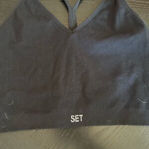 SET Active Black Ribbed Sports Bra